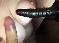 Vicious russian housewife dreams more threesome, she has a fat funereal dildo plus takes euphoria surrounding their way lovers weasel words