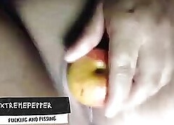 inserting an apple regarding my pussy