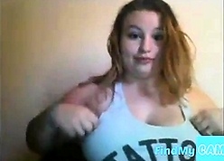 Obese teen shows me the brush boobs